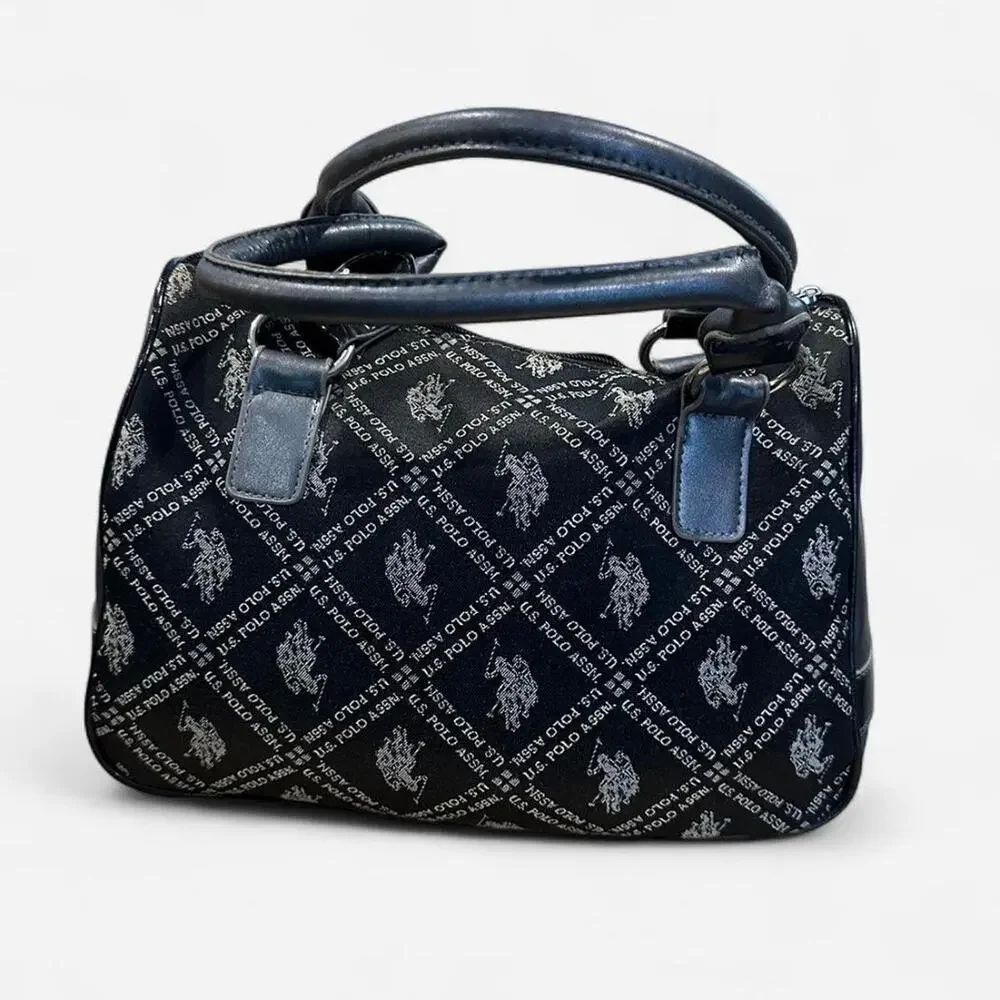Y2K Ralph Lauren U.S. Polo Assn Logo Shoulder Bag Black Monogram